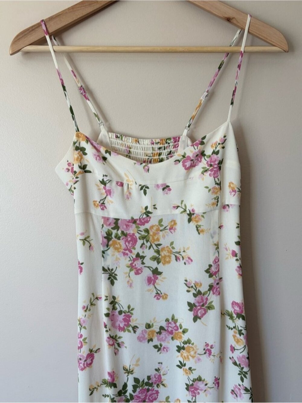 NEW Reformation Milica Midi Dress Posy Cream Pink Floral | US 6 UK 10 - Picture 8 of 16